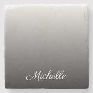 Personalised gradient ombre black shades of grey stone coaster