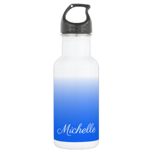 Personalised gradient ombre electric blue 532 ml water bottle