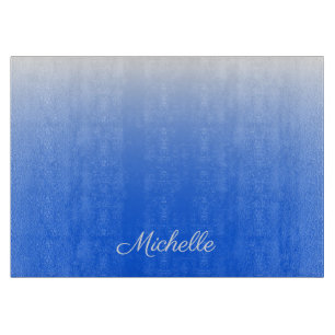 Personalised gradient ombre electric blue cutting board