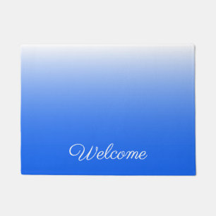 Personalised gradient ombre electric blue doormat