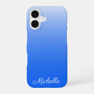 Personalised gradient ombre electric blue iPhone 16 case