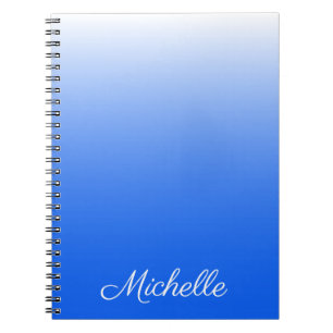 Personalised gradient ombre electric blue spiral notebook