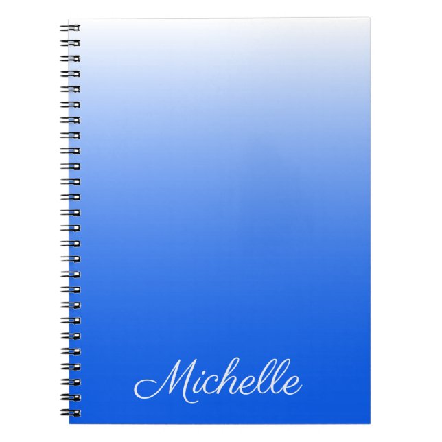 Personalised gradient ombre electric blue spiral notebook (Front)