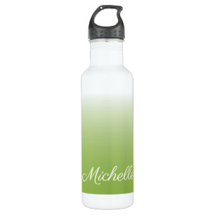 Personalised gradient ombre greenery green 710 ml water bottle