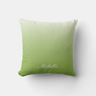 Personalised gradient ombre greenery green cushion