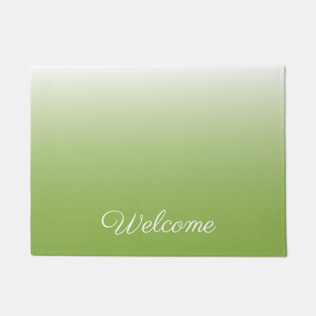 Personalised gradient ombre greenery green doormat (Front)