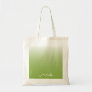 Personalised gradient ombre greenery green tote bag