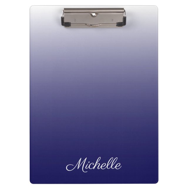 Personalised gradient ombre navy blue clipboard (Front)