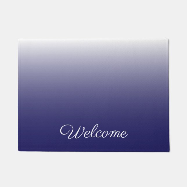 Personalised gradient ombre navy blue doormat (Front)