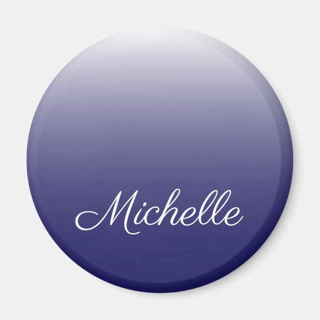 Personalised gradient ombre navy blue magnet (Front)