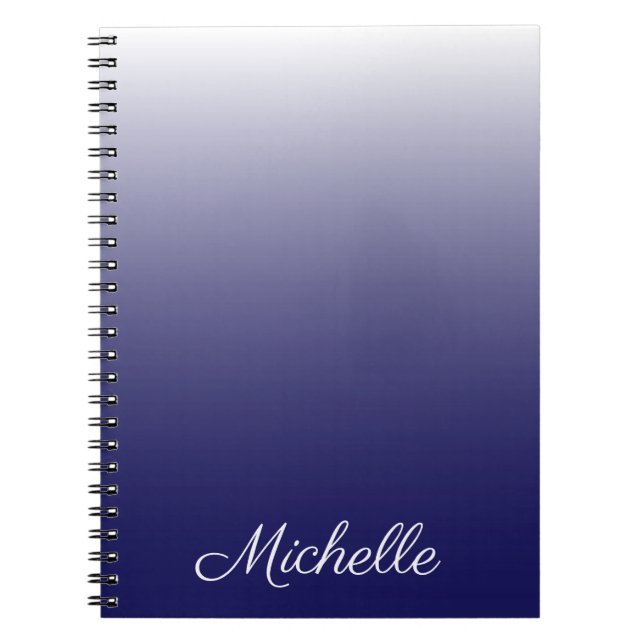 Personalised gradient ombre navy blue spiral notebook (Front)