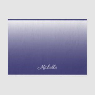 Personalised gradient ombre navy blue tissue paper