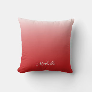 Personalised gradient ombre red cushion