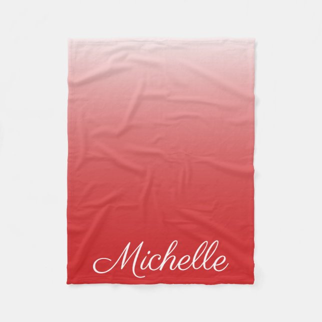 Personalised gradient ombre red fleece blanket (Front)