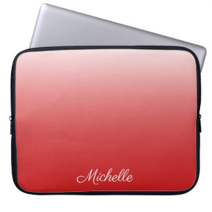 Personalised gradient ombre red laptop sleeve