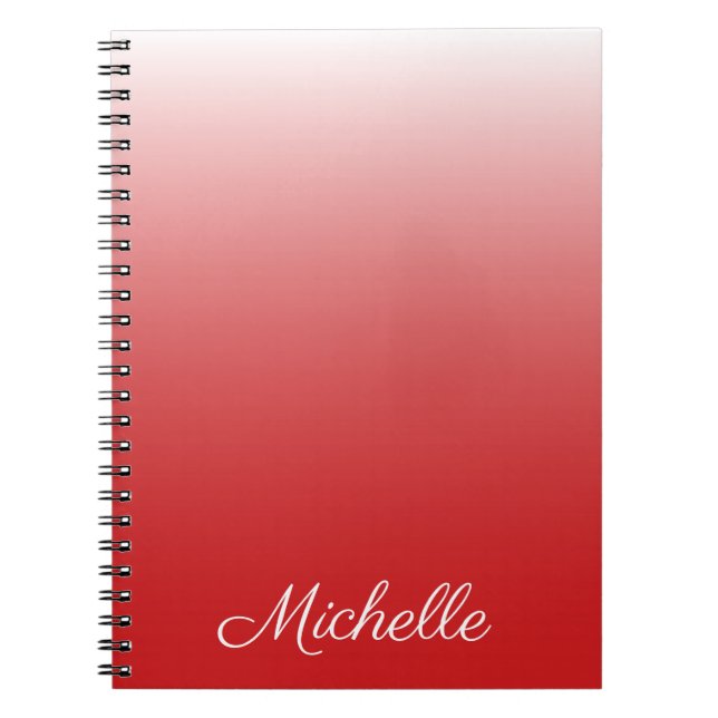 Personalised gradient ombre red spiral notebook (Front)