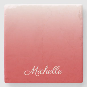 Personalised gradient ombre red stone coaster