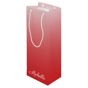 Personalised gradient ombre red wine gift bag