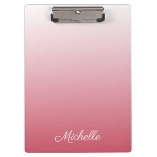 Personalised gradient ombre salmon pink clipboard