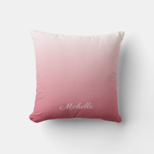Personalised gradient ombre salmon pink cushion