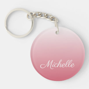 Personalised gradient ombre salmon pink key ring