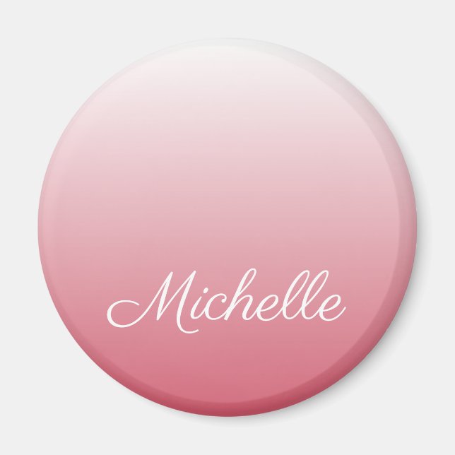Personalised gradient ombre salmon pink magnet (Front)