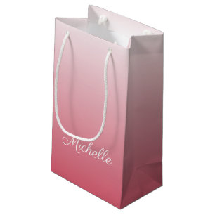 Personalised gradient ombre salmon pink small gift bag