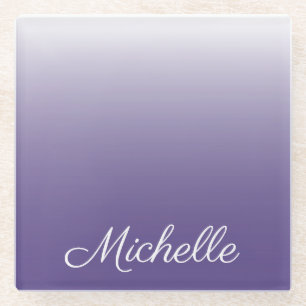 Personalised gradient ombre Ultra Violet Glass Coaster