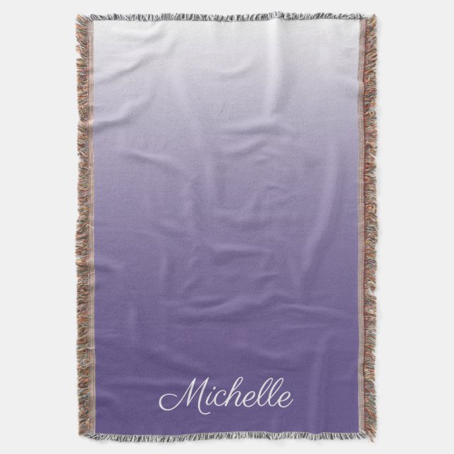Personalised gradient ombre Ultra Violet Throw Blanket (Front Vertical)