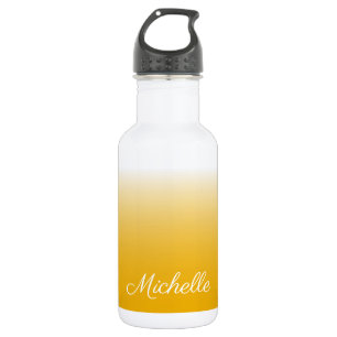 Personalised gradient ombre yellow 532 ml water bottle