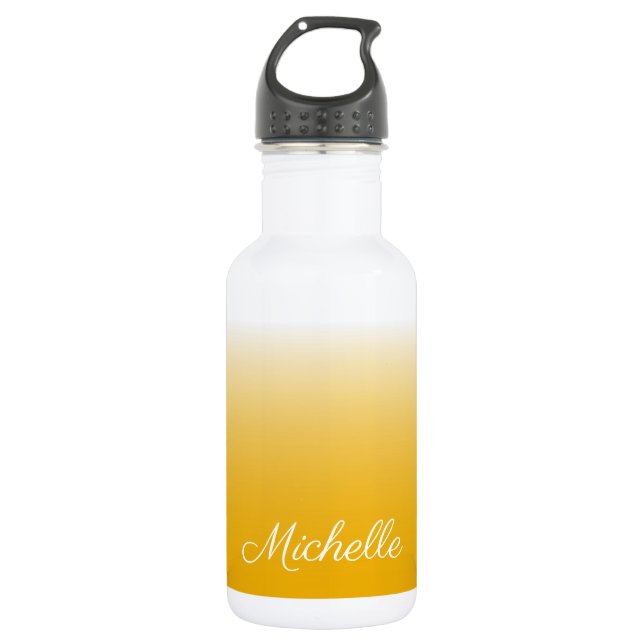 Personalised gradient ombre yellow 532 ml water bottle (Front)