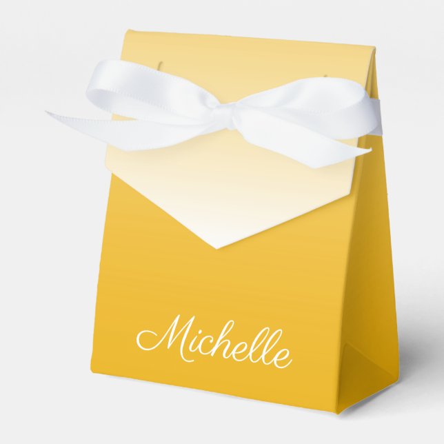 Personalised gradient ombre yellow favour box (Front Side)