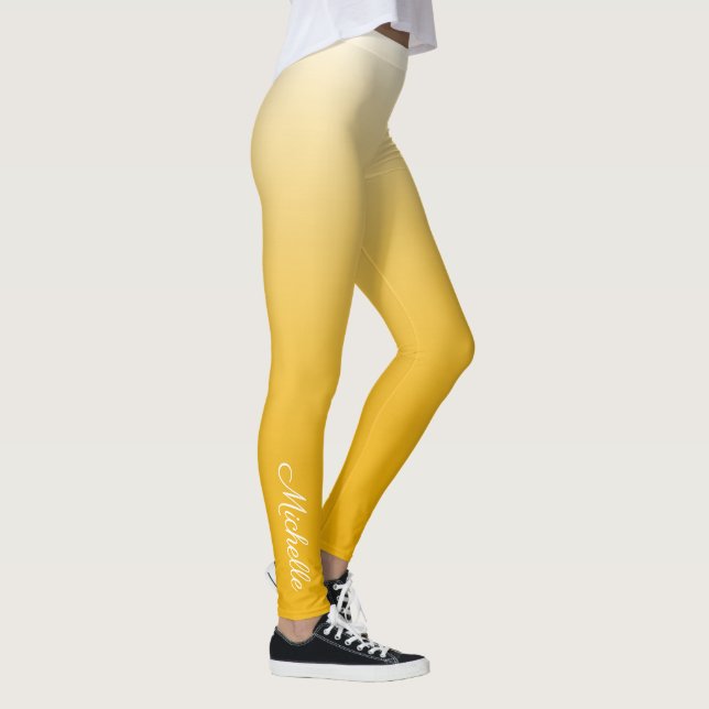 Personalised gradient ombre yellow leggings (Right)