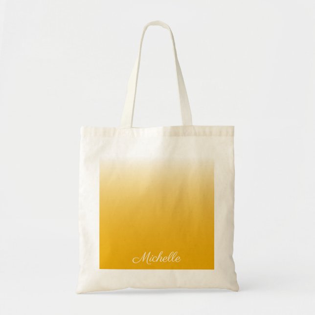 Personalised gradient ombre yellow tote bag (Front)