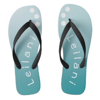 Personalised Gradient Teal with White Polka Dots Jandals