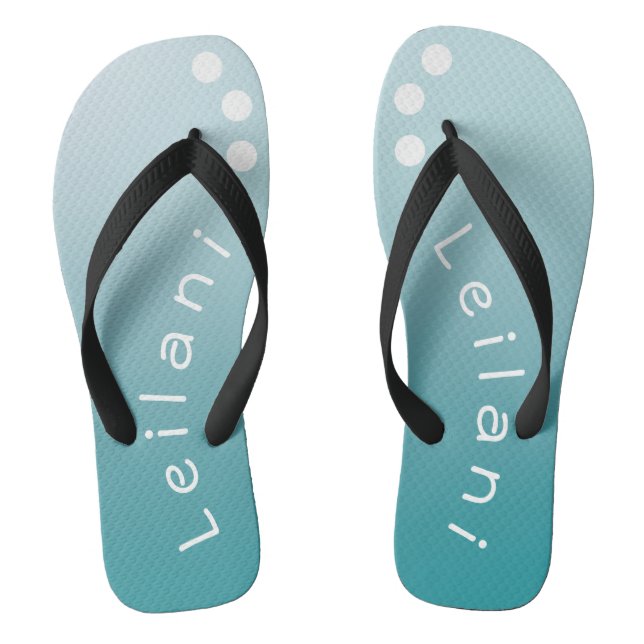 Personalised Gradient Teal with White Polka Dots Jandals (Footbed)