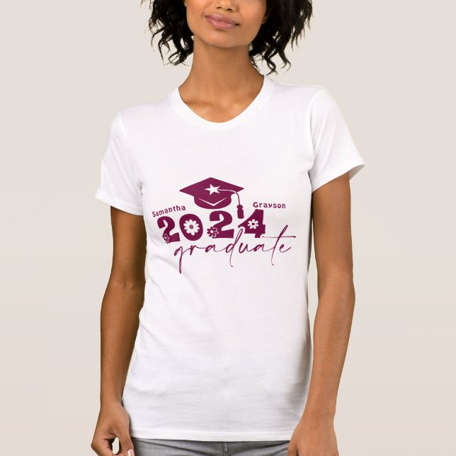 Personalised Graduate Class of 2024 Maroon T-Shirt (Front)