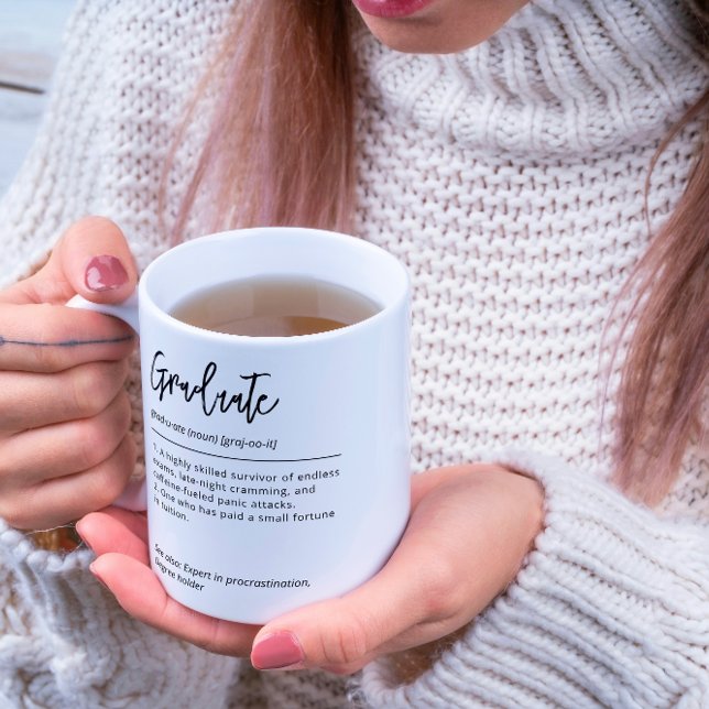 Personalised Graduate Definition Black And White  Coffee Mug (Fully customizable, graduate name on other side with school, degree, class year, awards,& from.)
