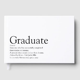 Personalised Graduate Definition Black And White Guest Book