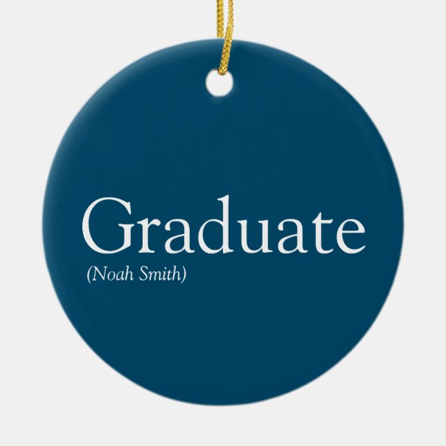Personalised Graduate Definition Modern Blue Ceramic Tree Decoration (Front)