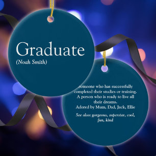 Personalised Graduate Definition Modern Blue Ceramic Tree Decoration