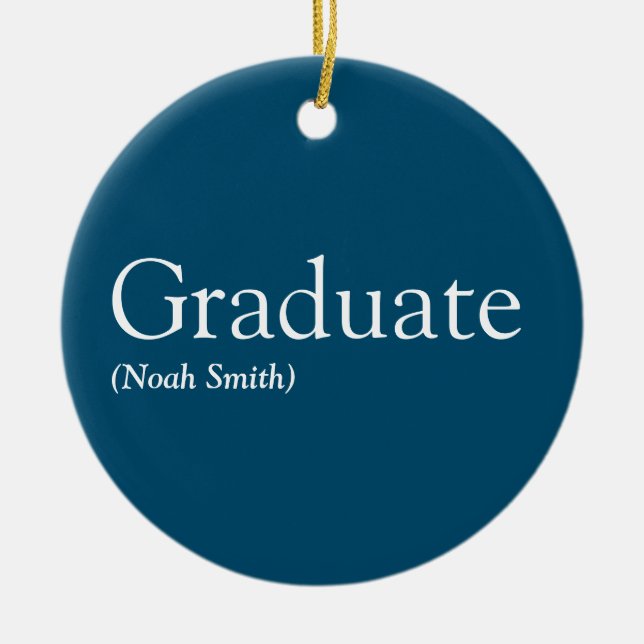 Personalised Graduate Definition Modern Blue Ceramic Tree Decoration (Front)