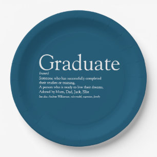 Personalised Graduate Definition Modern Blue Fun Paper Plate