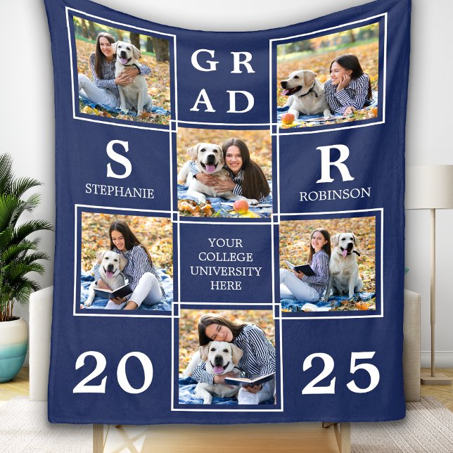Personalised Graduate Keepsake Photo Collage Fleece Blanket (Creator Uploaded)