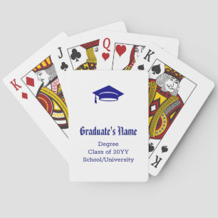 Personalised Graduate Name Cap Tassel Navy Blue Playing Cards