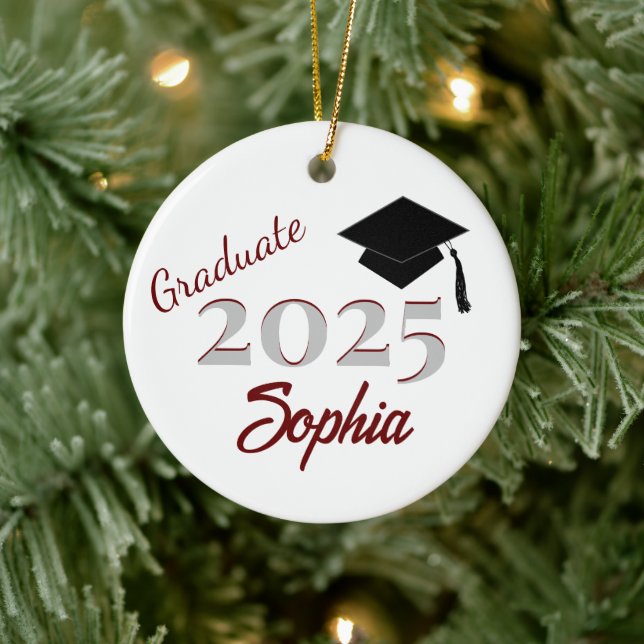 Personalised Graduate Ornament Maroon (Tree)