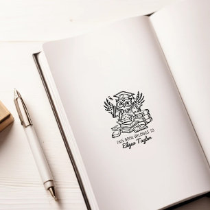 Personalised Graduate Owl Bookplate Rubber Stamp