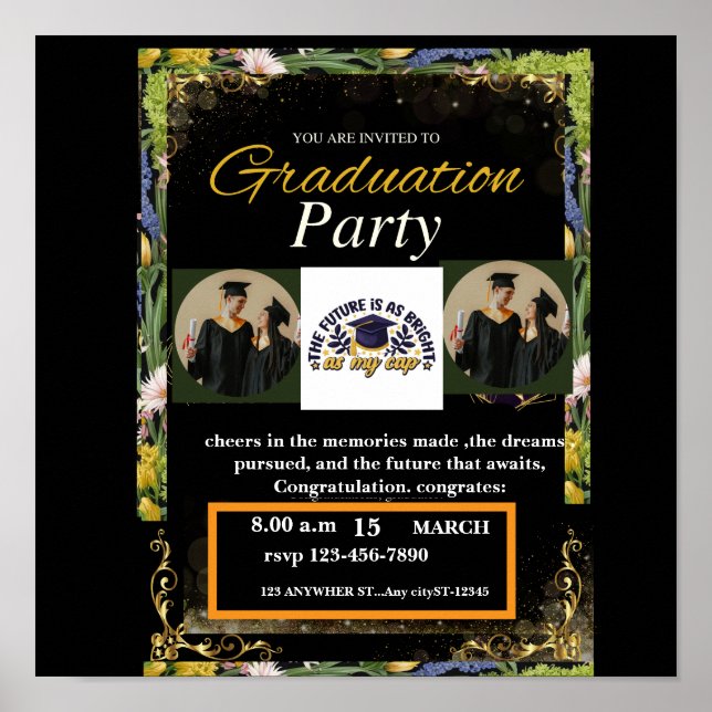 personalised graduate party, poster (Front)