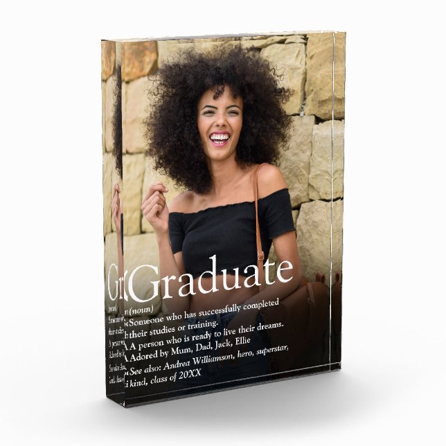 Personalised Graduate Photo Definition Quote Block (Left)