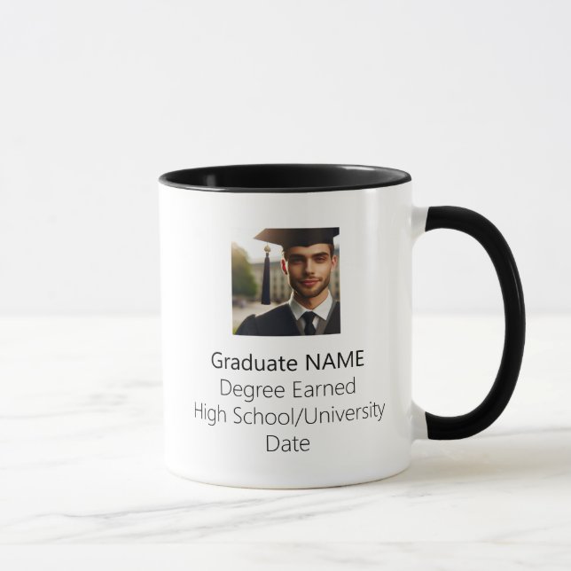 Personalised Graduate Photo Graduation Black Mug (Right)